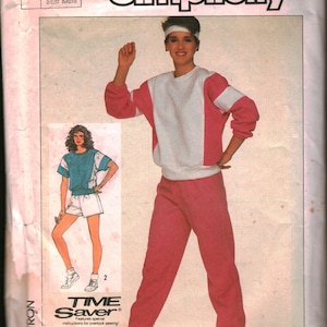 7670 Vintage Simplicity Sewing Pattern Misses Pullover Top Pants Shorts 1980s Time Saver