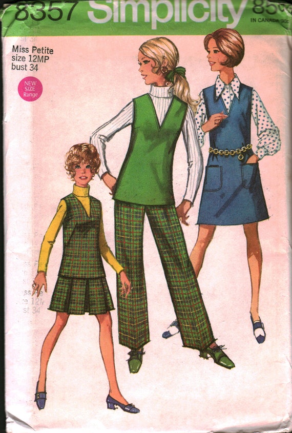 8357 Vintage Simplicity Sewing Pattern Misses 1960s Jumper Top