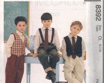 8392 McCalls SEWING Pattern Boys Shirt Vest Pants School Church Dress Up UNCUT