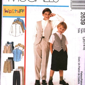 2639 UNCUT Vintage McCalls SEWING Pattern Boys&#39; Shirt Vest Pants Short OOP