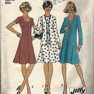 6749 Vintage Simplicity Sewing Pattern Misses One Piece Dress Unlined Cardigan