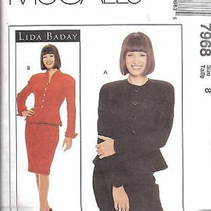 UNCUT Vintage McCalls Sewing Pattern Misses Lida Baday Lined Jacket Skirt 7968