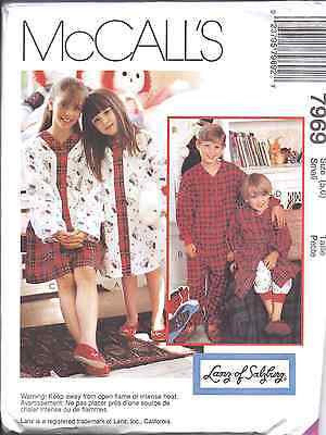 7969 UNCUT Mccalls SEWING Pattern Kids Pajamas Nightshirt Pants Lanz of ...