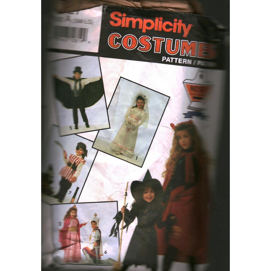 Simplicity 7927 Kids Costume Sewing Pattern Bride Witch Vampire Pirate ...