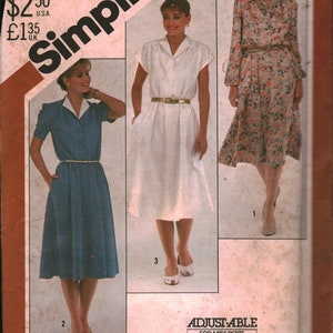 5449 Vintage Simplicity Sewing Pattern Misses 1980s Pullover Dress 16 OOP UNCUT