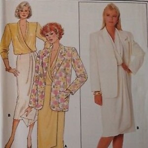 3631 Vintage Butterick SEWING Pattern Misses Jacket Skirt Blouse 1980s UNCUT OOP