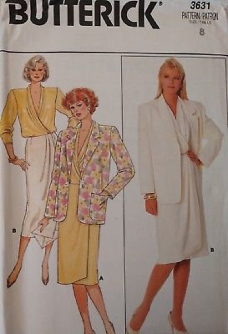 3631 Vintage Butterick SEWING Pattern Misses Jacket Skirt | Etsy