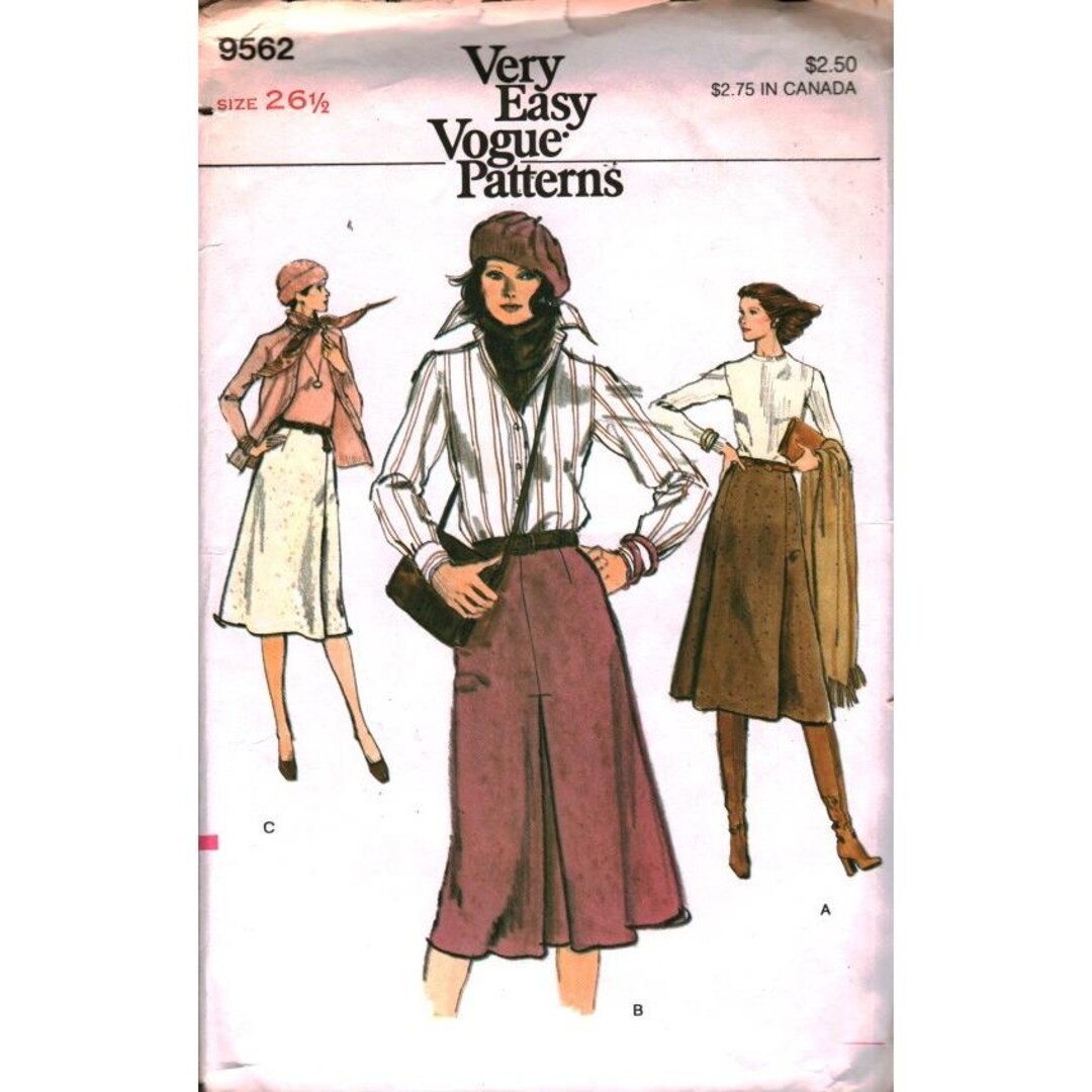 Patterns 9562 Vintage Vogue 9562 Sewing Pattern Misses A-line Skirt Pleated Size 26.5 ...