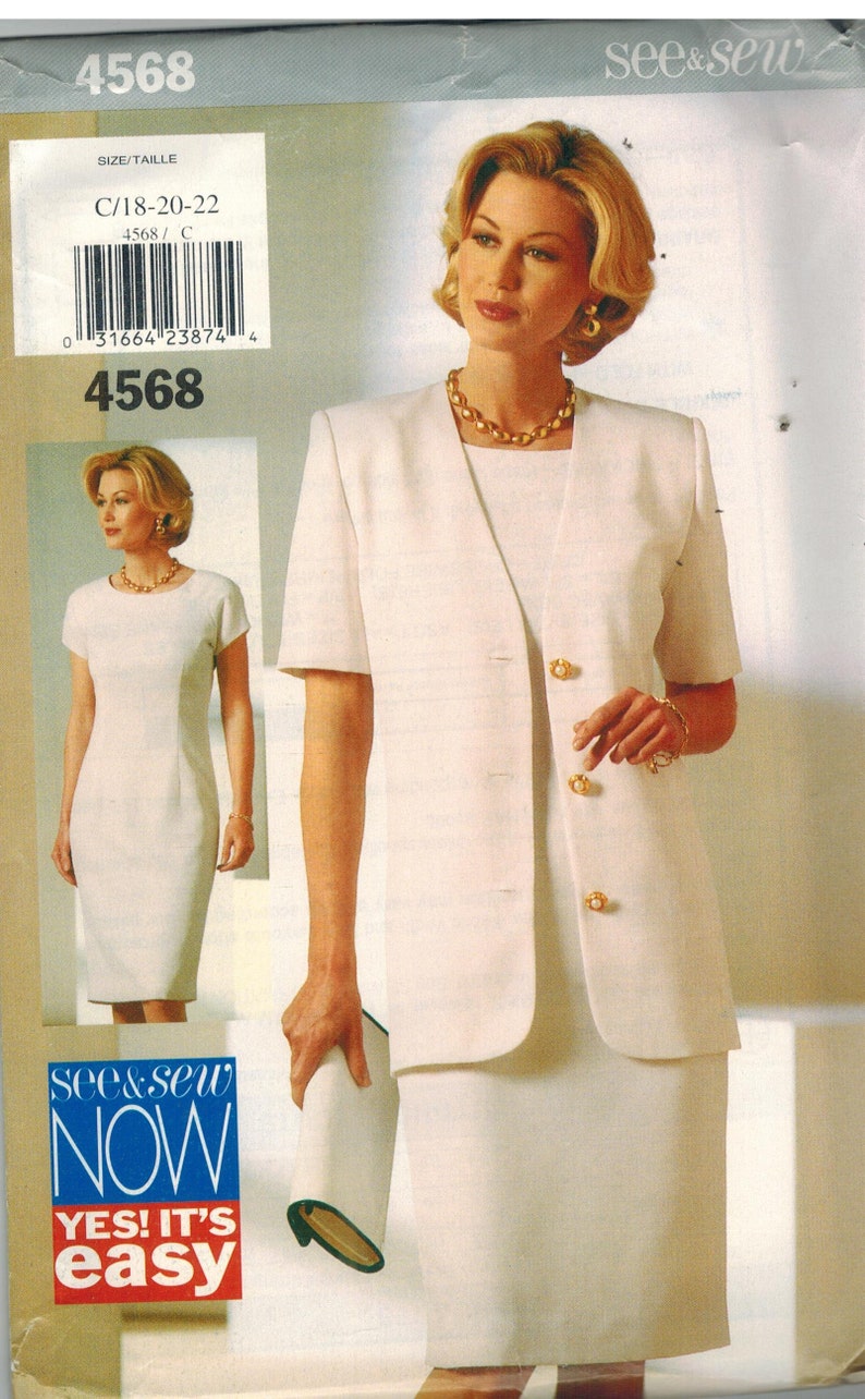 4568 Vintage Butterick SEWING Pattern Misses Jacket Dress UNCUT See ...