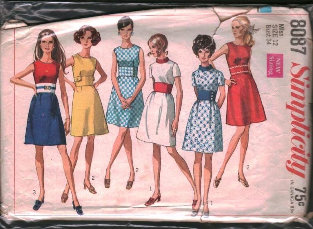 8087 Vintage CUT Simplicity SEWING Pattern Misses Dress With Two Skirts ...