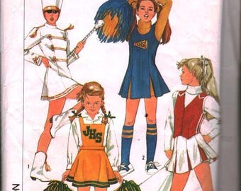 6966 CUT Simplicity Trajes vintage de animadora y majorette para niñas, 1985, talla 12
