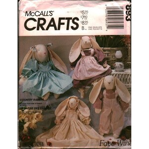 McCalls Crafts 893 Faye Wine Country Rabbits Stuffed Bunny Sewing Pattern 3760