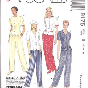 8175 McCalls SEWING Pattern Misses Princess Seamed Top Pull on Pants EASY UNCUT