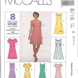 8715 UNCUT McCalls SEWING Pattern Misses Semi Fitted Princess Seamed Dress OOP