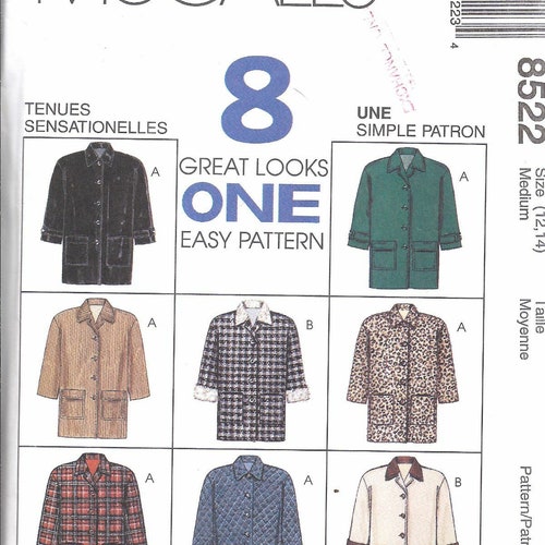 8522 UNCUT Mccalls SEWING Pattern Loose Fitting Lined Jacket - Etsy