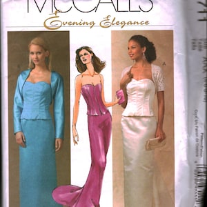 4711 Vintage McCalls SEWING Pattern Misses Petite Lined Shrug Bustier Skirt Evening Gown 4 - 10