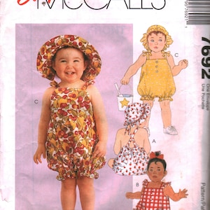 7692 Vintage McCalls Pattern Infants&#39; Rompers Bonnet SEWING OOP