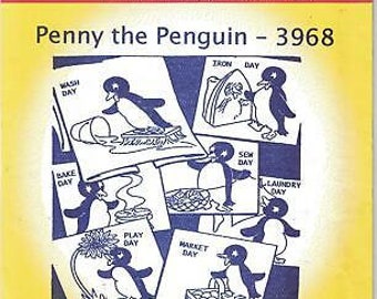 3968 Vintage Aunt Martha Embroidery Hot Iron Transfer Penny the Penguin Wash Sew