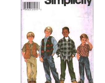 Simplicity 7892 Boys Shirt Vest Pants Sewing Pattern Size AA 3 4 5 6 cut
