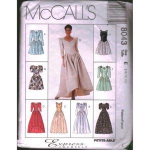 Vintage McCall's 8043 Sewing Pattern Misses Dress Gown Petite-Able Size 14-18