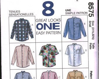 8575 Vintage McCalls Pattern Misses Mens Shirt SEWING UNCUT Small