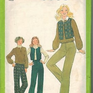 8686 Vintage Simplicity Sewing Pattern Misses Pullover Top Pants Lined Vest OOP