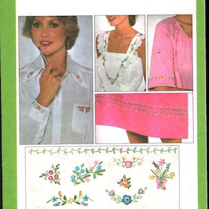 UNCUT 8330 Vintage Simplicity Sewing Pattern Misses 1970s Hand Pressure Embroidery Transfers