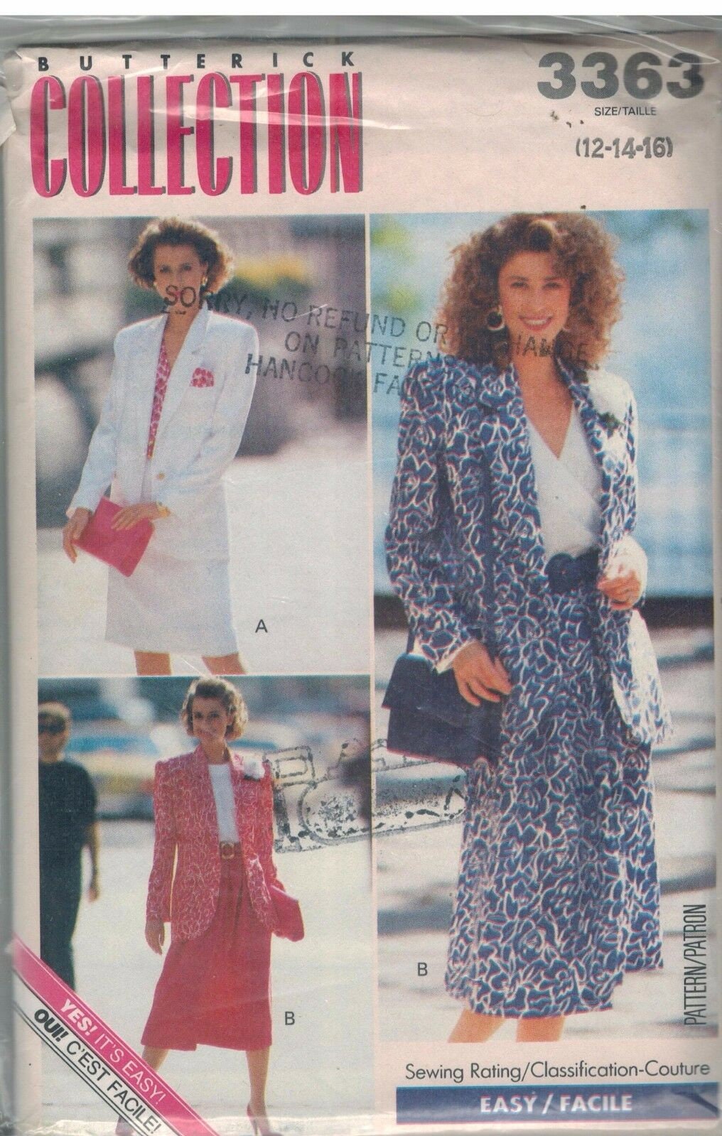 3363 UNCUT Vintage Butterick SEWING Pattern Misses Loose Fitting Jacket ...