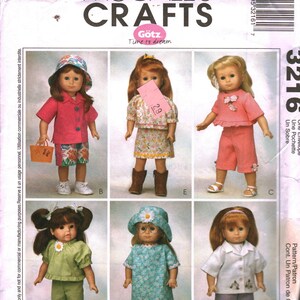 3216 UNCUT Sewing McCalls Craft Pattern 18&quot; Doll Clothes OOP
