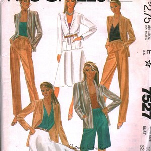7527 UNCUT Vintage McCall&#39;s SEWING Pattern Misses&#39; Jacket Skirt Pants Shorts ff OOP