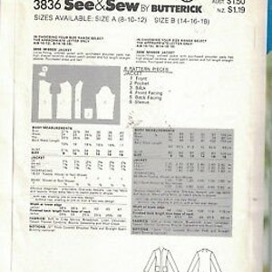 3836 Vintage Butterick Sewing Pattern Misses Loose Fitting - Etsy
