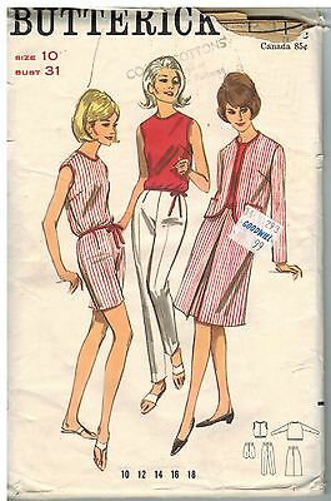 3859 Butterick Vintage SEWING Pattern Misses Blouse Skirt Jacket Pants ...