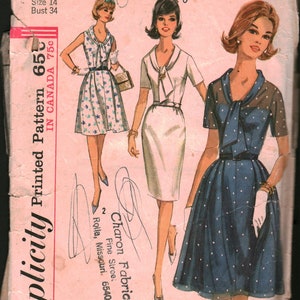 5891 Vintage Simplicity Pattern Misses 1960er Kleid SEWING CUT 14 OOP