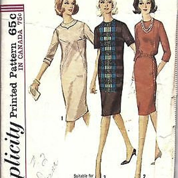 Vintage Simplicity Sewing Pattern 1960's Misses Jewel Neckline Dress 5652 10