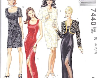 7440 UNCUT McCalls SEWING Pattern Misses Lined Evening Dress Gown Bolero oop sew