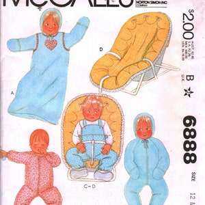 6888 UNCUT Vintage McCalls Pattern Baby Bunting Jumpsuit Overalls Seat Cover OOP FF
