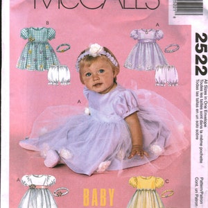 2522 McCalls SEWING Pattern Infants Dresses Panties Headband OOP