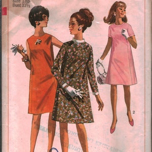 7033 Vintage Simplicity Sewing Pattern Misses One Piece Dress 13 JP Junior Teen 1960s