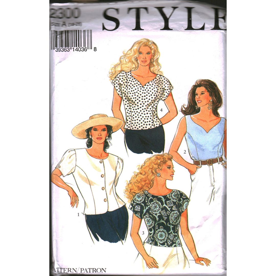 Style Falcon Patterns Style 2300 Sewing Pattern Misses Panelled Tops Size 18-28 Bust 40-50 ...