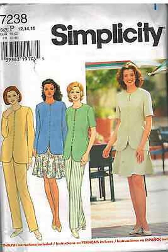 7238 UNCUT Simplicity SEWING Pattern Vintage Misses Pants Skirt Top OOP FF NEW