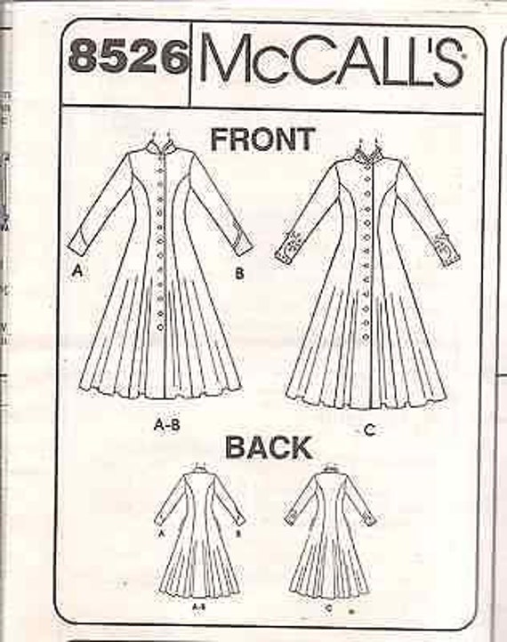 8526 UNCUT McCalls SEWING Pattern Misses Semi Fitted Princess Dress Button Front