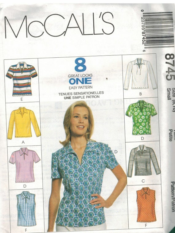 8745 Vintage Mccalls Sewing Pattern Misses Pullover Top Shirt | Etsy