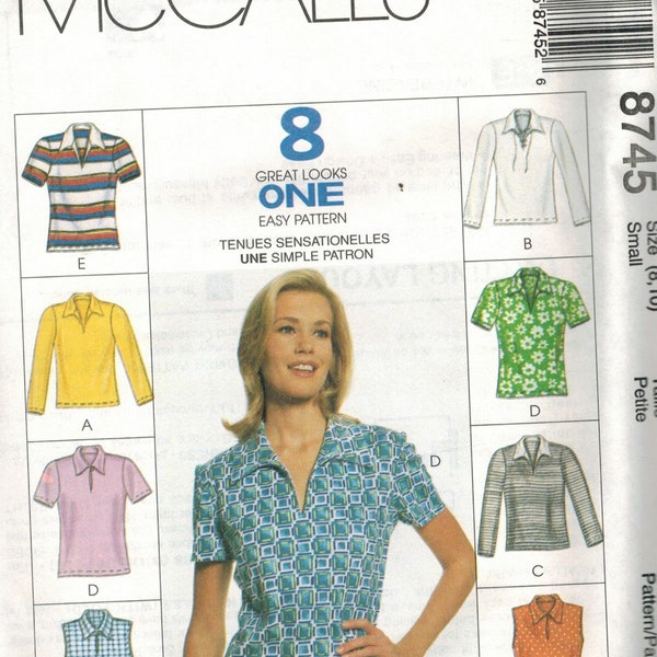 8745 Vintage McCalls Naaipatroon missers Pullover Top Shirt Blouse UNCUT SEW