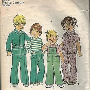 7408 Simplicity Vintage Sewing Pattern Girls Jacket Pants Detachable Bib Toddler