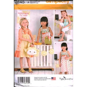 Simplicity 8145 Sewing Pattern Kids Dress Top Capri Pants Purse Ruby Jeans 3-8