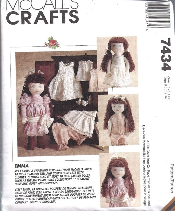 8609 UNCUT Vintage McCalls Sewing Pattern 18/" Bunnies and Clothes Easter OOP NEW