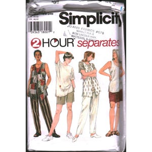 May include: Simplicity sewing pattern for separates. The package features illustrations of four different outfits, including tops, shorts, and pants. The text on the package includes "2 Hour Separates" and the Jo-Ann Fabrics logo.