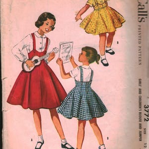 3772 Vintage McCalls Schnittmuster Kinder Mädchen Pullover Bluse 1950er Jahre 12 Schule Spielkleidung