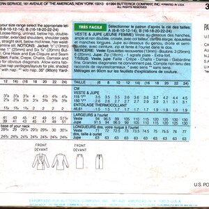 3294 UNCUT Vintage Butterick Sewing Pattern Misses' Jacket Skirt OOP FF ...