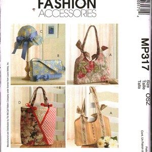 317 UNCUT Sewing McCalls Craft Pattern Handbags Hat OOP